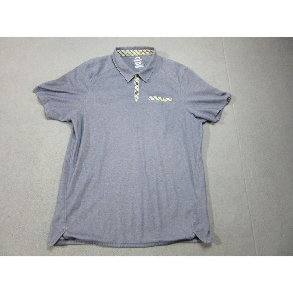 Oakley Polo Shirt Mens 2XL Blue Hydrolix Golf Short Sleeve Performance